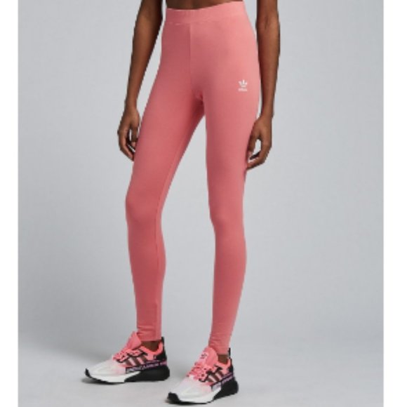 adidas Originals Womens Knit mid-rise Tights Hazy Rose Size Small New - Picture 2 of 9